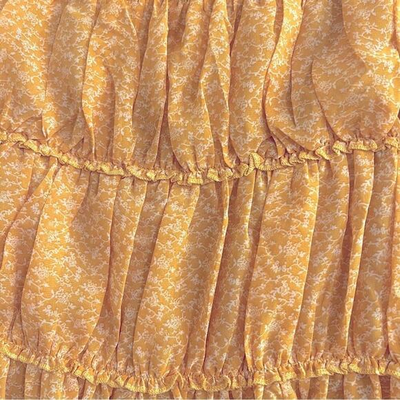 Entro Yellow Floral Cinched Top Babydoll Mini Dress- Size M - Picture 6 of 9